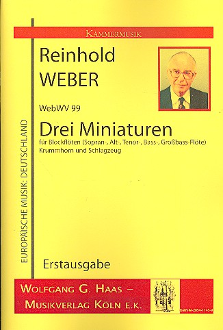 3 Miniaturen WebWV99 für Blockflöten (SATBGb),
