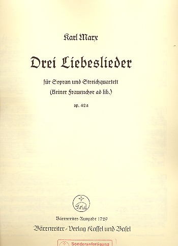 3 Liebeslieder op.42a für Sopran und Streichquartett