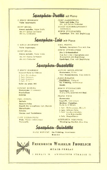 Festklänge für 4 Saxophone