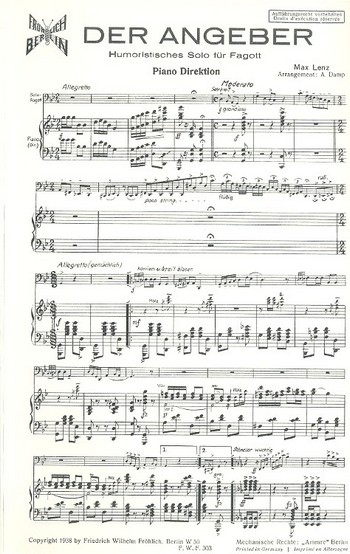 Der Angeber für Fagott und Klavier