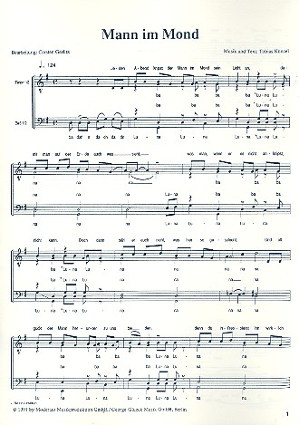 Mann im Mond für Männerchor