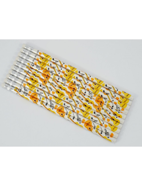 Bleistift mit Radiergummi Gitarre 4C/Perlweiß