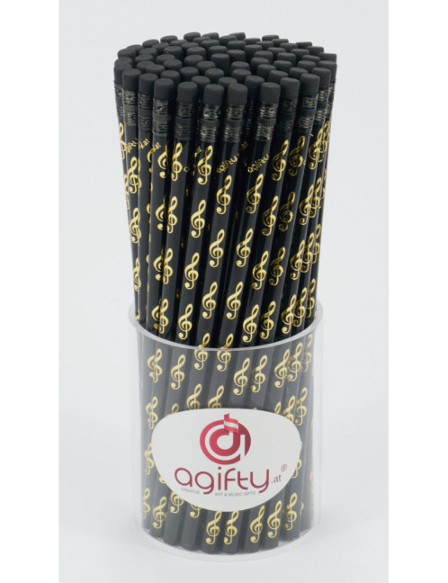 Bleistift mit Radiergummi Violinschlüssel schwarz/golden