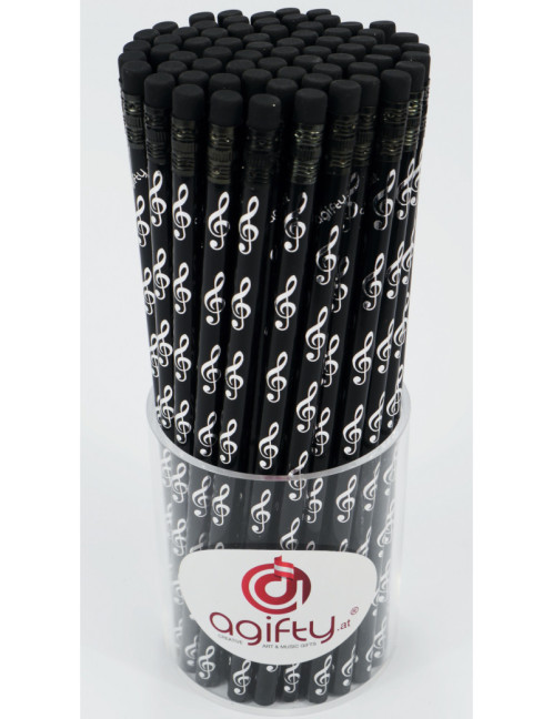 Bleistift mit Radiergummi Violinschlüssel schwarz/silber