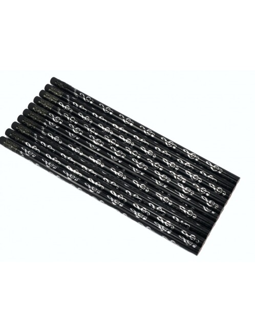 Bleistift mit Radiergummi Violinschlüssel schwarz/silber