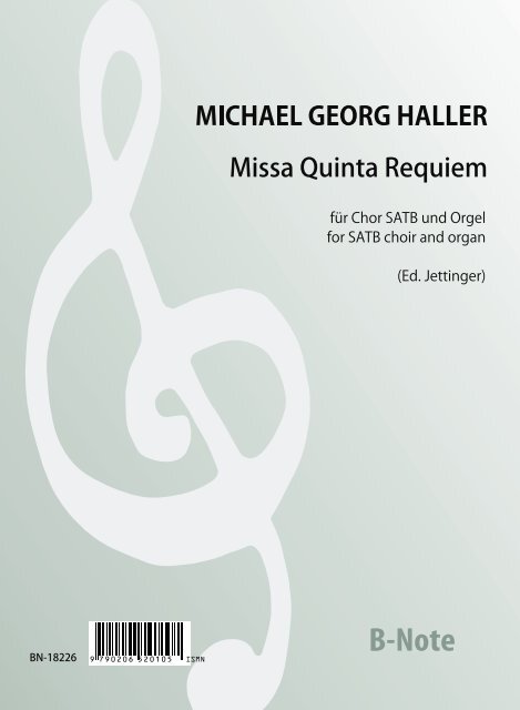 Missa Quinta Requiem op.9 (Fassung für Chor SATB und Orgel)