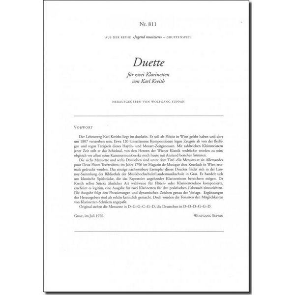 Duette für 2 Klarinetten