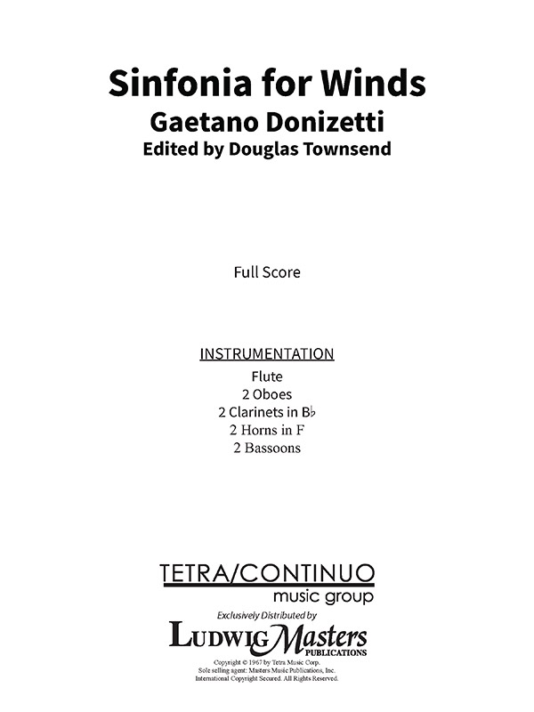 Sinfonia for Winds in Gm A 509 (c/b)