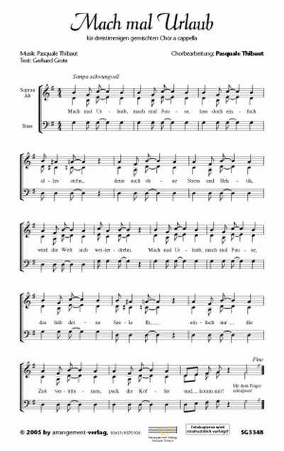 Mach mal Urlaub für 3 gem Chor