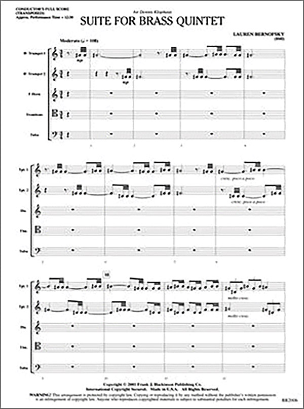 Suite for Brass Quintet (b/e score)
