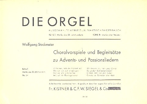 Choralvorspiele und Begleitsätze zu Advents-