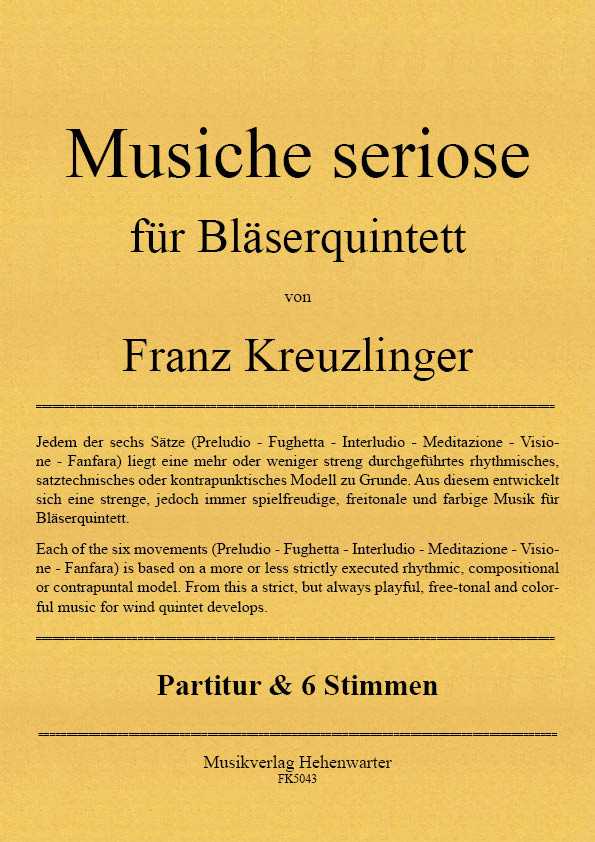 Musiche seriose für Bläserquintett