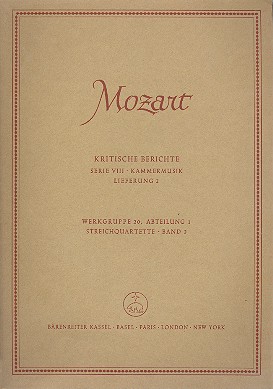 Kritischer Bericht zu Streichquartetten Band 3
