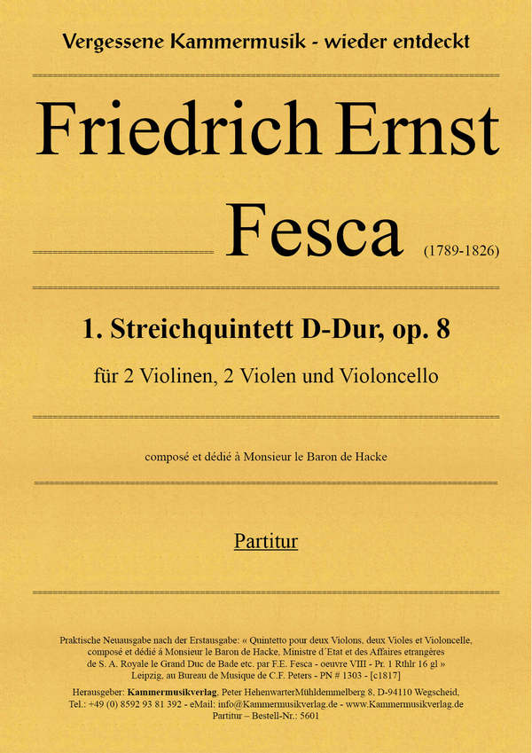 Streichquintett  D-Dur op.8 für 2 Violinen,