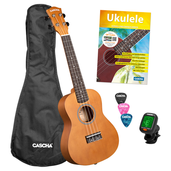 Concert Ukulele Linden Brown Set (incl. Bag, 3 Picks, Book, Tuner)