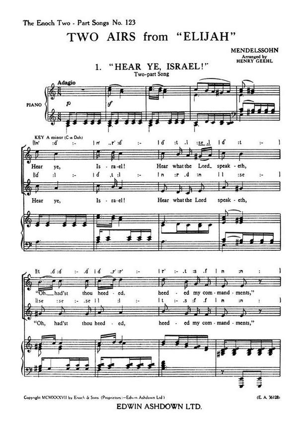 2 Airs from Elijah for female chorus