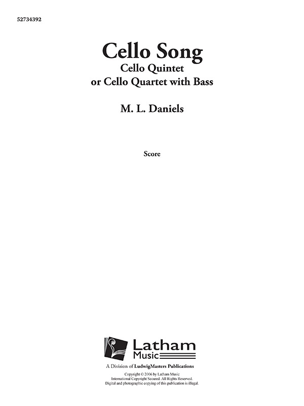 Cello Song Violoncello Quintet (score)