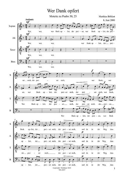 Wer Dank opfert - Motette zu Psalm 50, 23