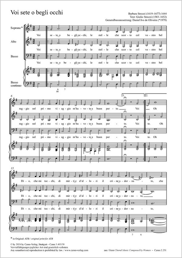 Voi sete o begli occhi