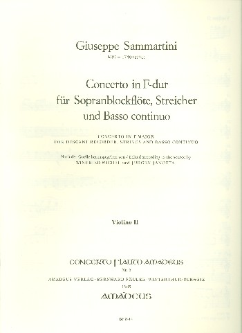 Concerto F-Dur für Sopranblockflöte,