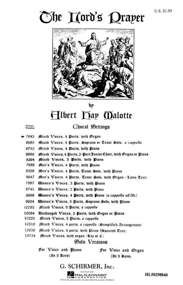 The Lord's Prayer for mixed chorus and organ