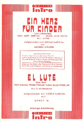 El Lute - Ein Herz für Kinder: für Salonorchester
