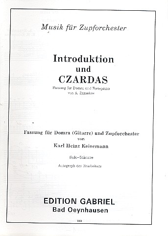 Introduktion und Czardas für Zupforchester