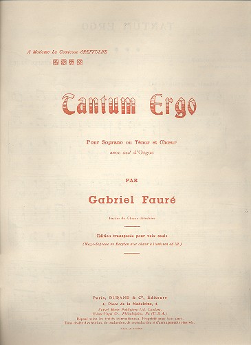 Tantum Ergo pour mezzo soprano