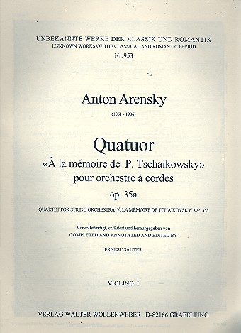 Quartett à la memoire de P. Tschaikowsky