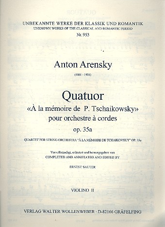 Quartett à la memoire de P. Tschaikowsky