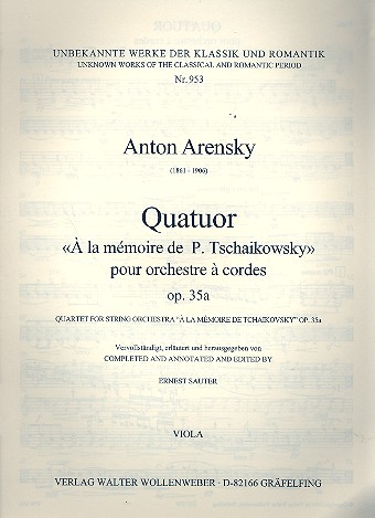 Quartett à la memoire de P. Tschaikowsky