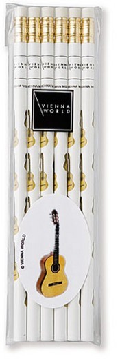 Bleistiftset Gitarre weiß (6 Bleistifte)