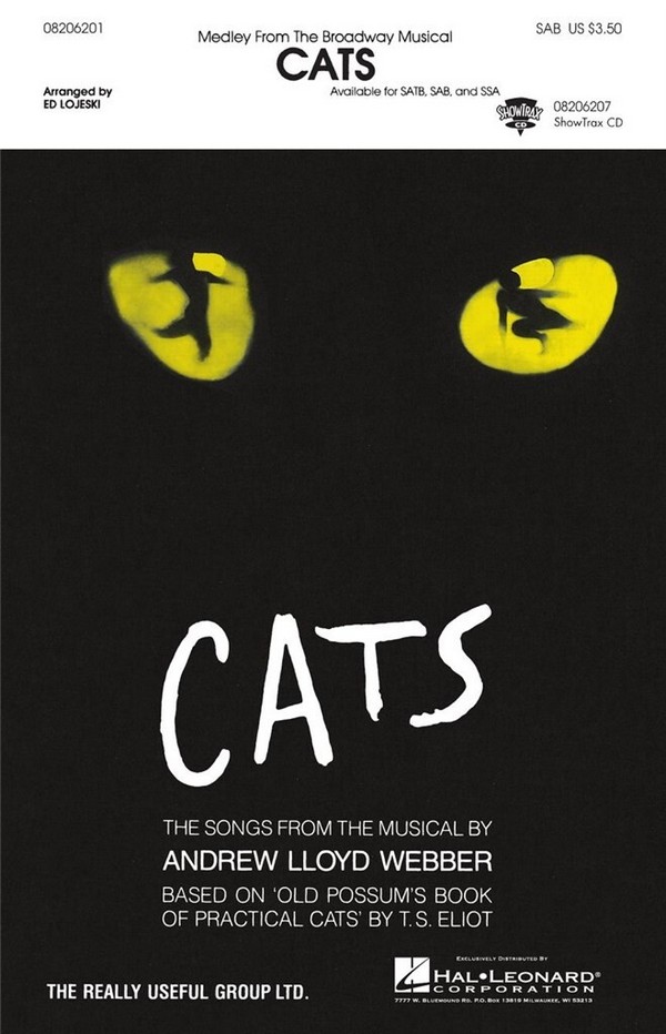 Cats Medley for mixed chorus, piano,