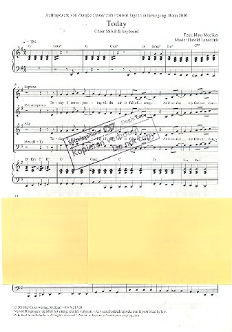 Today für gem Chor (SSAB) und Keyboard