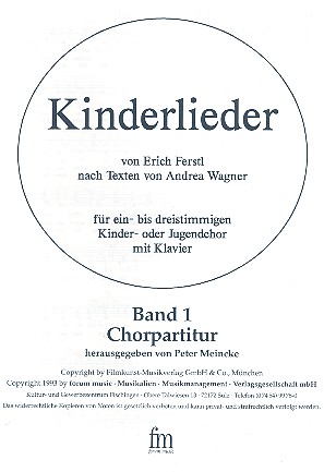 Kinderlieder Band 1 für Kinderchor