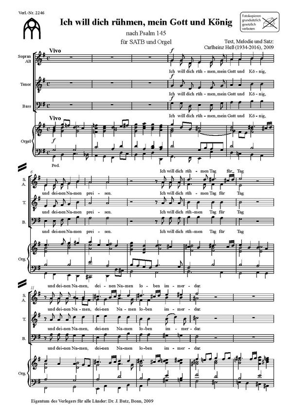 Ich will dich rühmen mein Gott und König