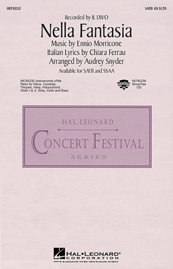 Nella Fantasia for mixed chorus