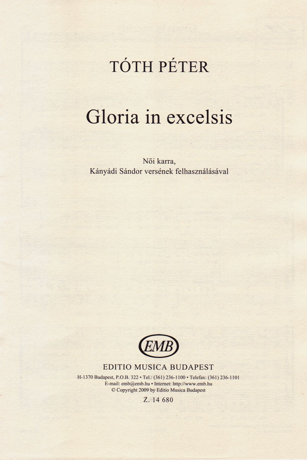 Gloria in excelsis für Frauenchor a cappella