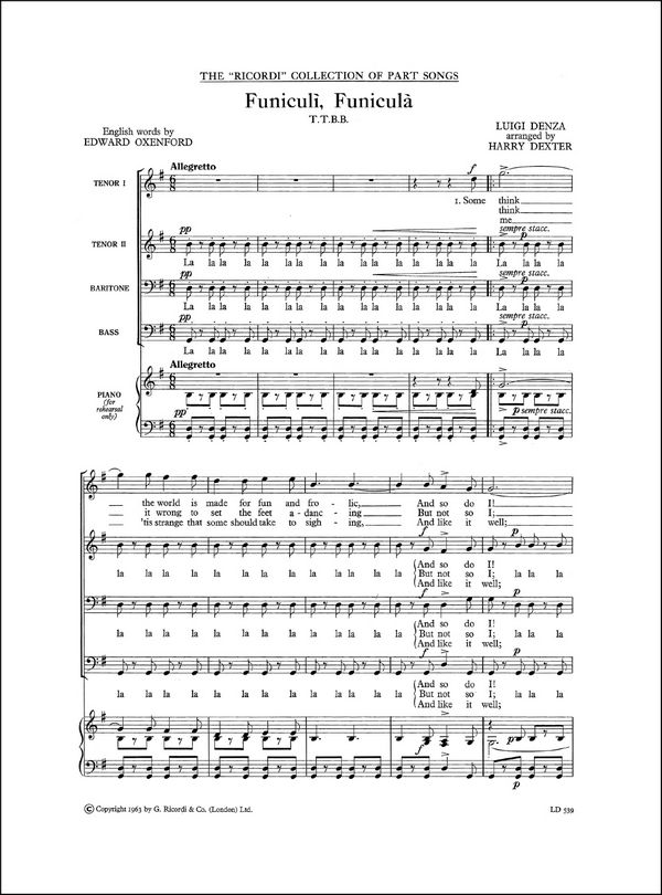 Funiculì funicula für Männerchor