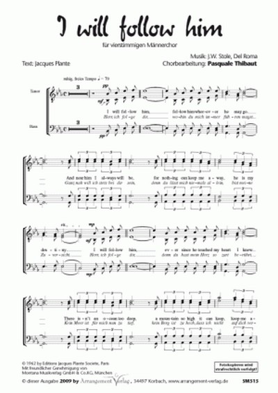 I will follow him für Männerchor und Klavier