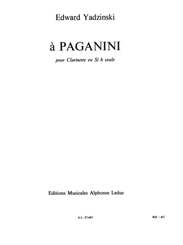 À Paganini (Variations) pour clarinette