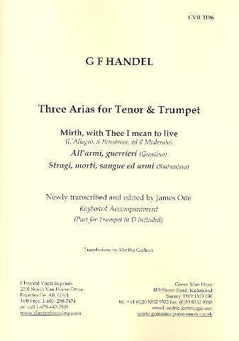 3 Arias for tenor, trumpet and instruments