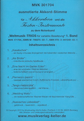 Weltmusik-Trios Band 1 für