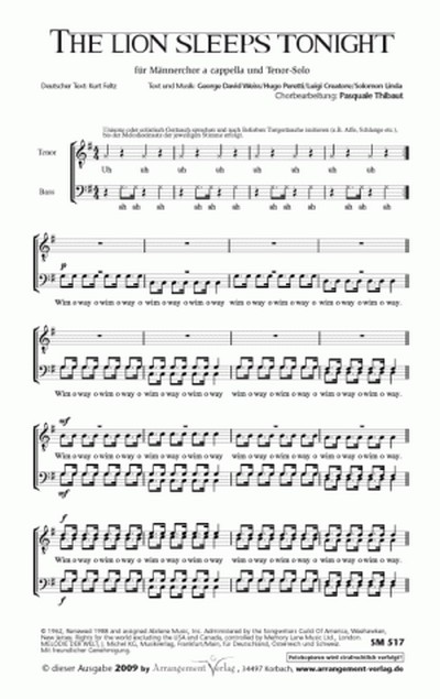 The Lion sleeps tonight für Tenor
