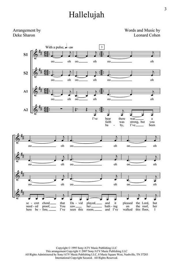 Hallelujah for female chorus a cappella