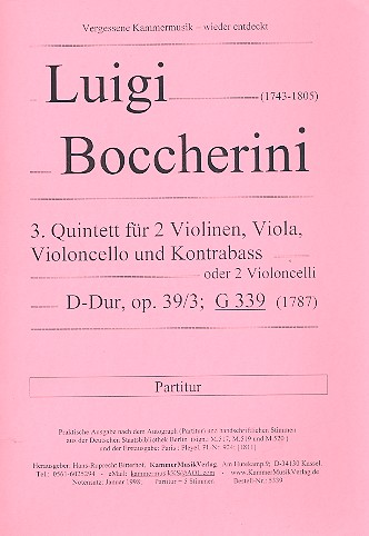 Quintett D-Dur op.39,3 G339 für 2 Violinen,