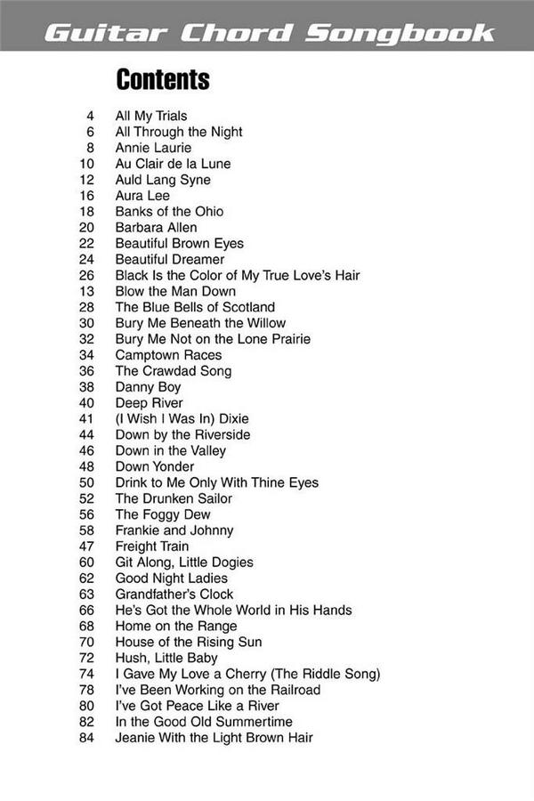 Folksongs: Guitar Chord Songbook