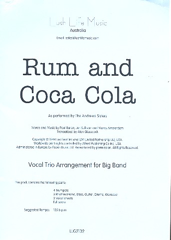 Rum and Coca Cola: for female vocal trio