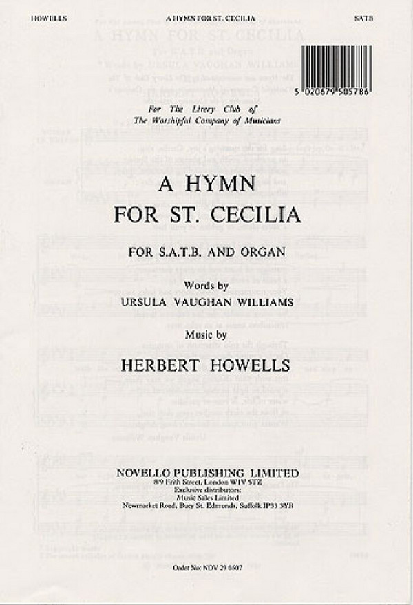 A Hymn for St. Cecilia for mixed chorus