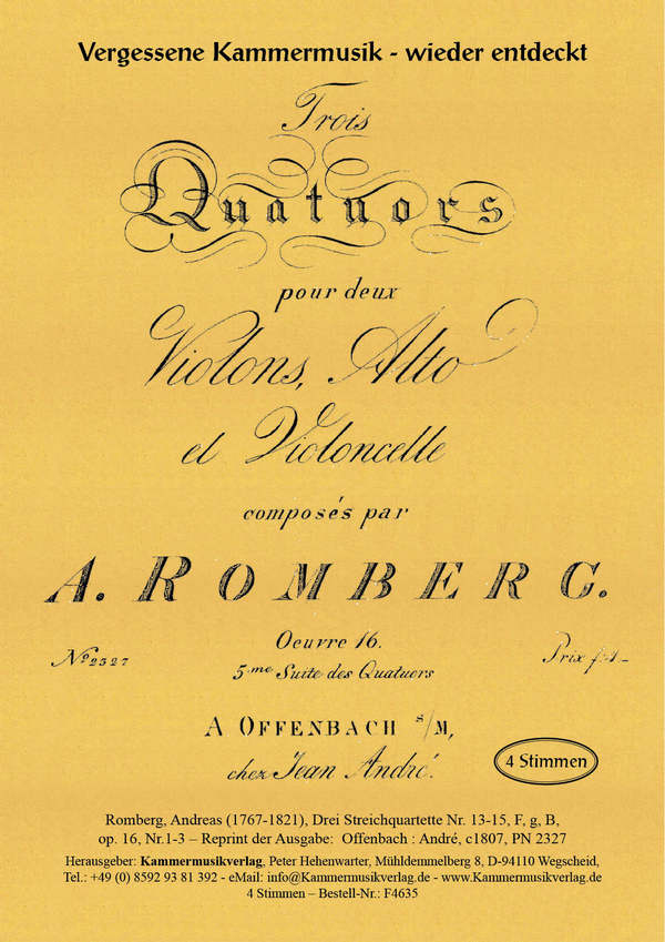 3 Streichquartette op.16